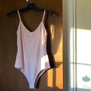 NWT Nude Pink Bodysuit with Zipper Detail